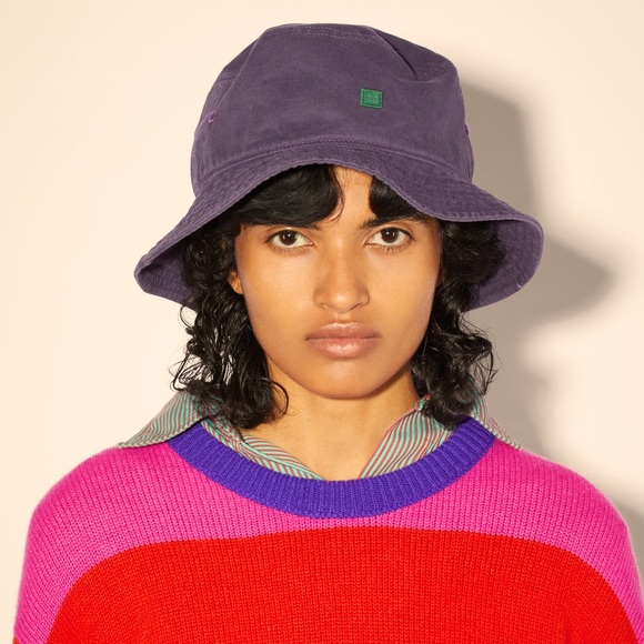 ACNE STUDIOS Buko Face Cotton Bucket Hat in Olive Green - Picture 6 of 6